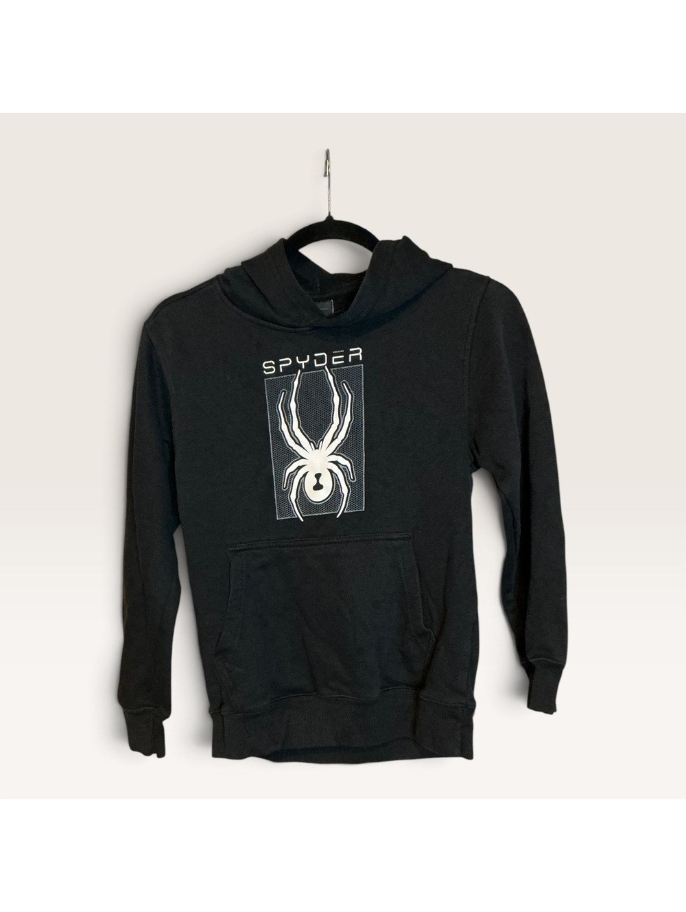 Spyder Black Pullover Hoodie with Spider Logo
